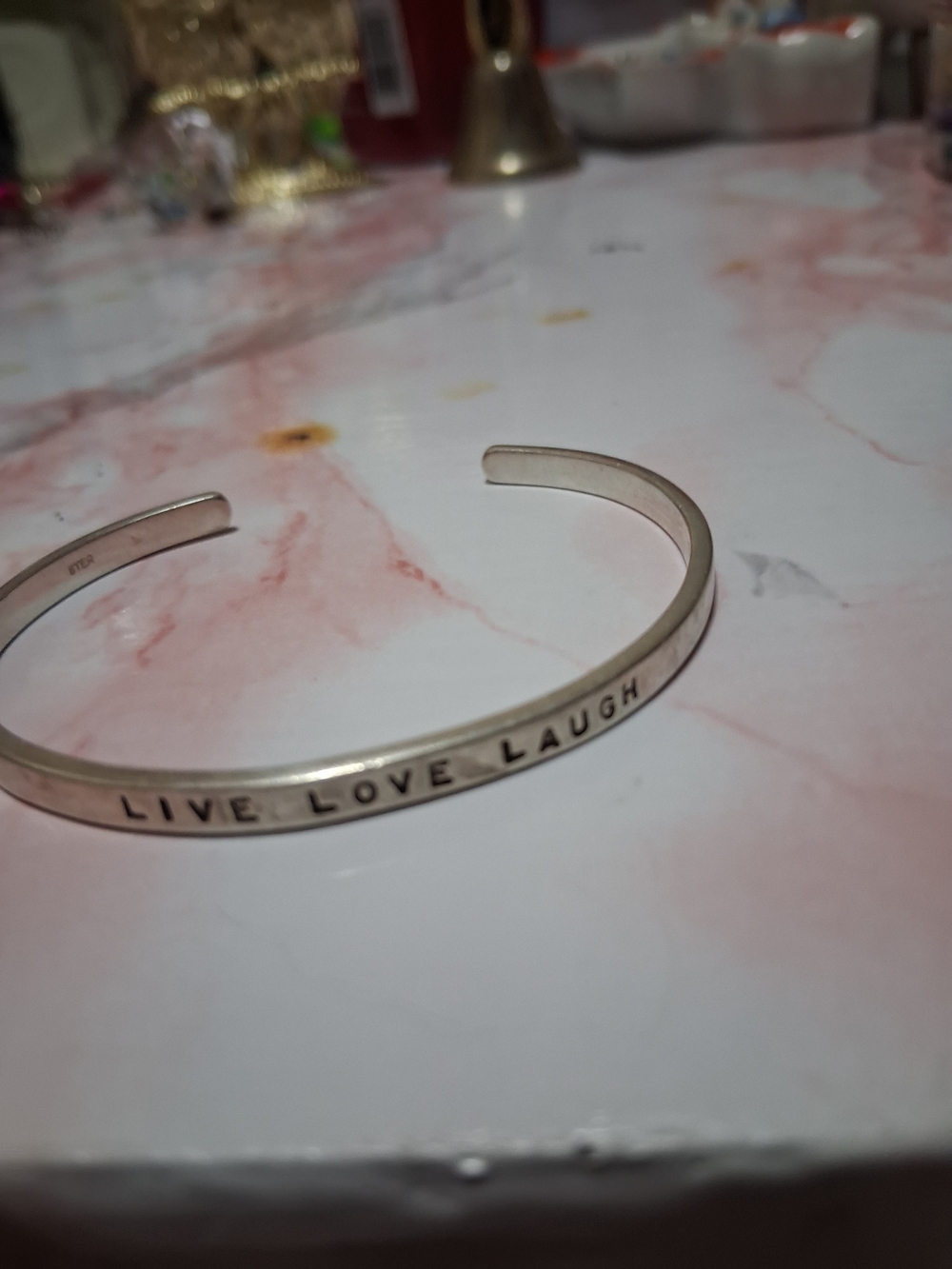 925 Live Love Laugh Silver Cuff Bracelet